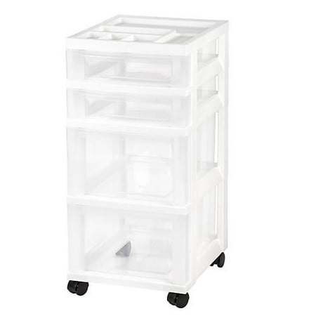 Iris 4 Drawer Storage Cart With Organizer Top White Com Iris 4 Drawer Storage Cart With Organizer Top White