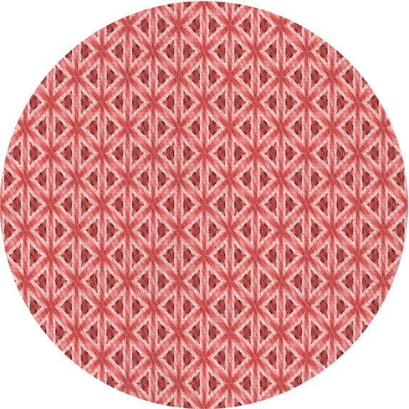 Ahgly Company Machine Washable Indoor Round Transitional Light Coral Pink Area Rugs, 8' Round