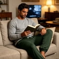 thumbnail image 4 of Mens Drawstring Pocket Jogger Pajama Pants Lightweight Lounge Sleep Pants with Tapered Leg Elastic Cuff Relaxed Fit Dark Green M, 4 of 7