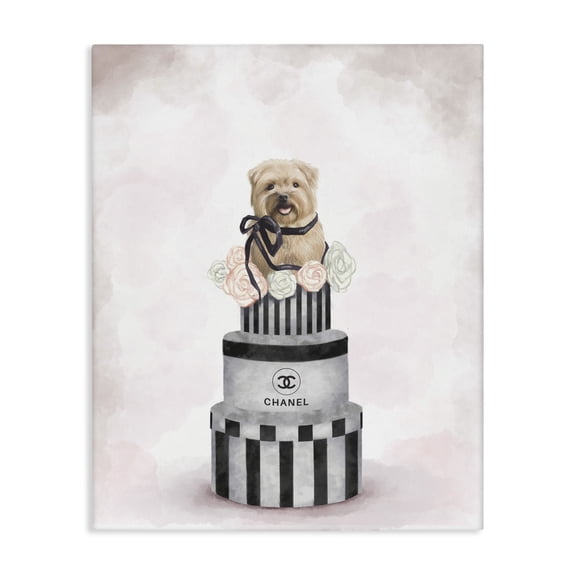 Stupell Industries Contemporary Fashion Dog Box Stack Pink Canvas Art, 24 x 30, by Ziwei Li