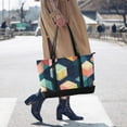 thumbnail image 4 of FORMRS Canvas Laptop Tote Bag for Women with 15.6" Computer Compartments Shoulder Handbag, Blue Cubes, 4 of 7