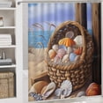 thumbnail image 5 of 4 Pcs Bathroom Shower Curtain Set,Bathroom Sets with Rugs (Bath Mat,U Shape and Toilet Lid Cover Mat), Beach Shell Bathroom Decor Set, 5 of 8