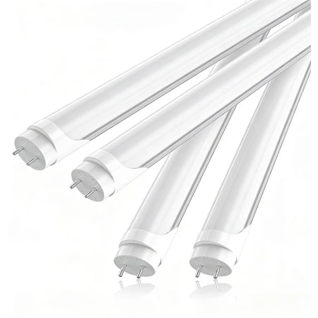 CNSUNWAY LIGHTING T8 4ft LED Light Bulbs 24W 2760LM Fluorescent Tube, 6000K Cool White, Ballast Bypass G13 Base, Frosted 4-Pack
