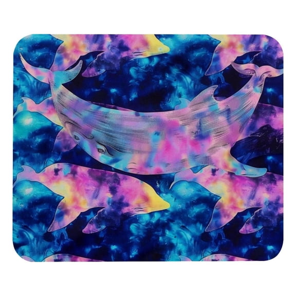 PhooArto Comfortable Mouse Pad Colored Tie Dye Whale Pattern Desktop Mousepad , 21 x 25 cm Mouse Mat, Non-Slip Rubber Base, Improves Speed and Precision