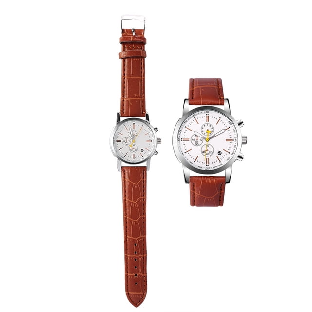 Reloj de pulsera de moda para hombres y mujeres, reloj de pulsera analógico de banda de PU (marrón) Khall Tendencias