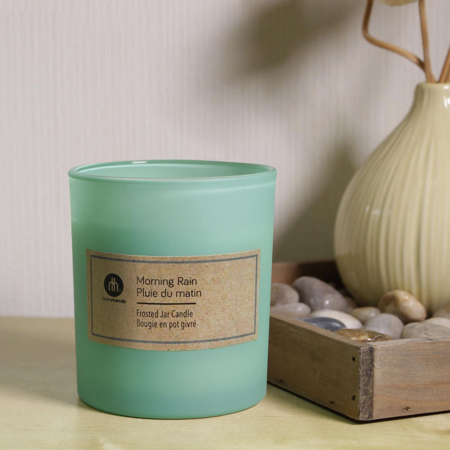 Hometrends 7.5oz Morning Rain Scented Frosted Jar Candle