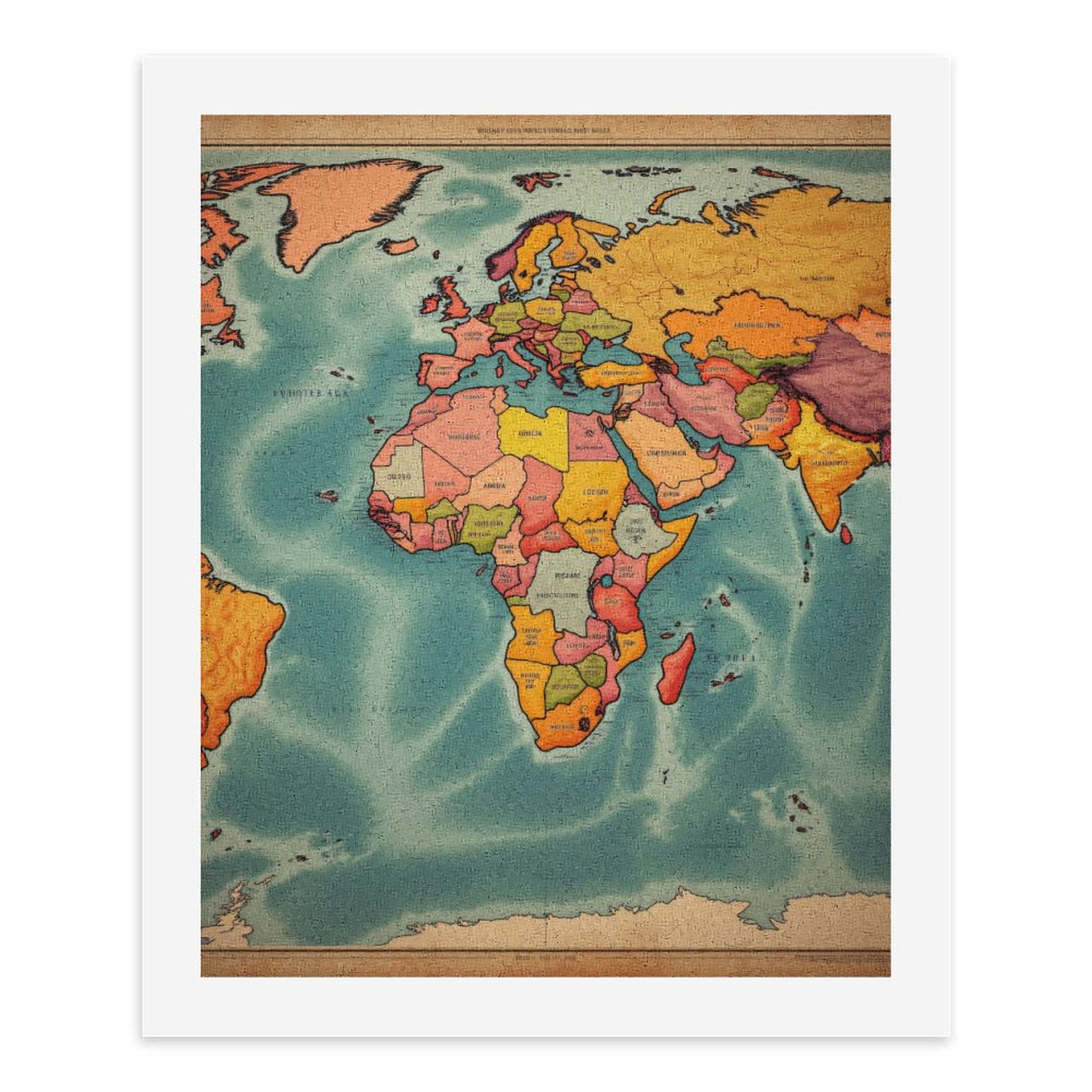 Paint by Numbers Kit for Adults, Map Vintage Style Africa Europe Paint by Numbers, Easy Paint by Numbers Kit for Adults Beginner, DIY Adult Paint by Number Kits on Canvas, 12x16in Home Decor