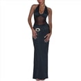 thumbnail image 1 of Vestido Ajustado con Espalda Abierta y Empalme de para Mujer, Vestido de Cóctel Formal con Tirantes y Cuello Halter Negro S, 1 of 9