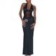 thumbnail image 1 of Vestido Ajustado con Espalda Abierta y Empalme de para Mujer, Vestido de Cóctel Formal con Tirantes y Cuello Halter Negro M, 1 of 9