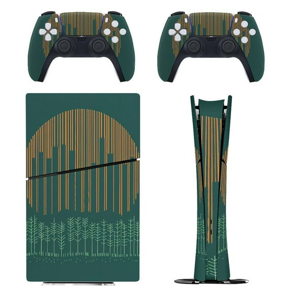 Skin Sticker for PS5 Slim Standard Disc Digital Edition Console and Controllers Decals for Playstation 5 (Forest Sunset Minimalist,PS5 Slim)