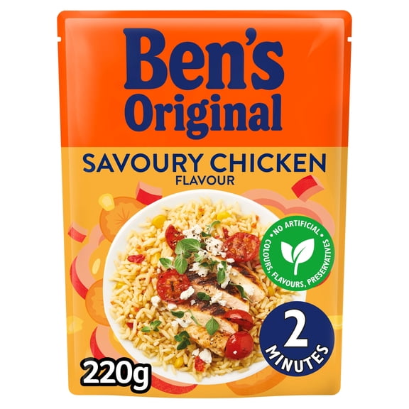 Ben's Original Savoury Chicken Microwave Rice 220G, Imported from Britain