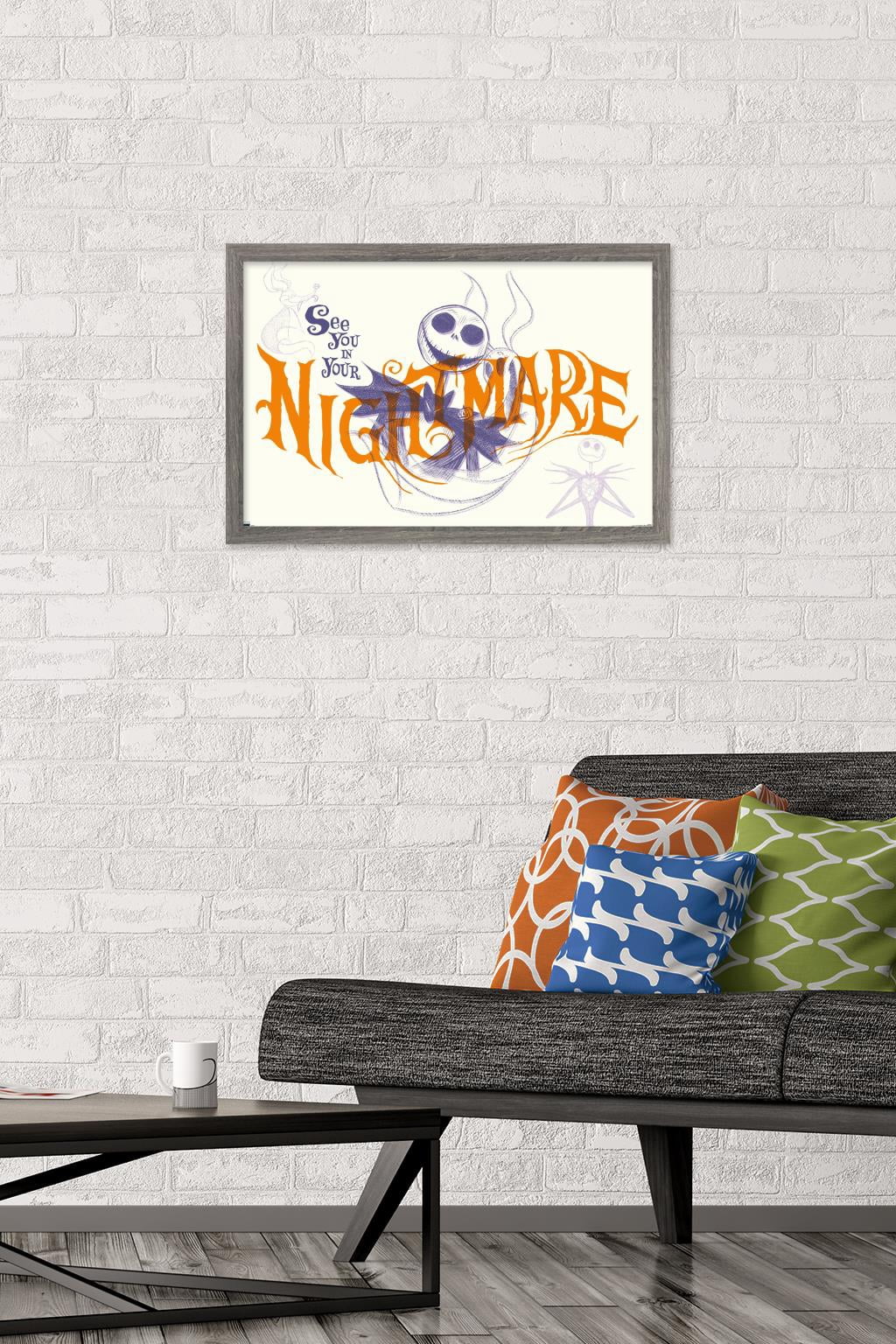 Disney Tim Burton's The Nightmare Before Christmas - See You In Your Nightmare Wall Poster, 14.725" x 22.375", Framed