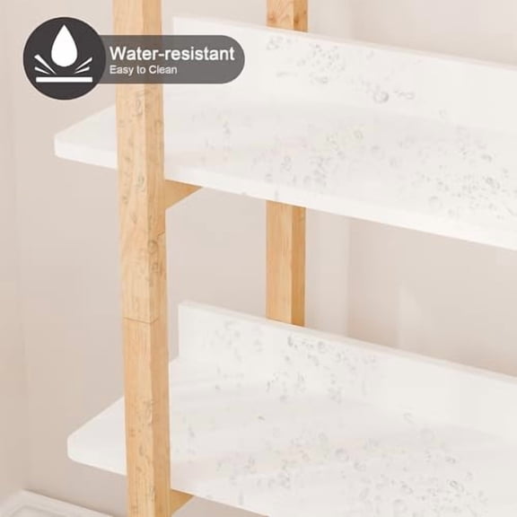 4 Tier Bookshelf,Wooden Kitchen Shelves,Modern Standing Storage Rack for Living Room,Bedroom,Kitchen,White
