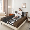 thumbnail image 4 of Homewish Cheetah Zebra Print Queen Sheet Sets for Adult, Dreamy Stars Galaxy Flat Sheet, Brown Modern Bowknot Queen Fitted Sheet, Ultra Soft Bedroom Decor, 4pcs, 4 of 7
