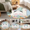 thumbnail image 5 of Round Rugs 5 Ft, Easter Non Slip Area Rugs for Kitchen Bedroom Entryway, Spring Watercolor Bunny Eggs Wood Grain Teal Blue Washable Carpet Runner Rug Floor Mats for Bedroom Home Decor, 5 of 8