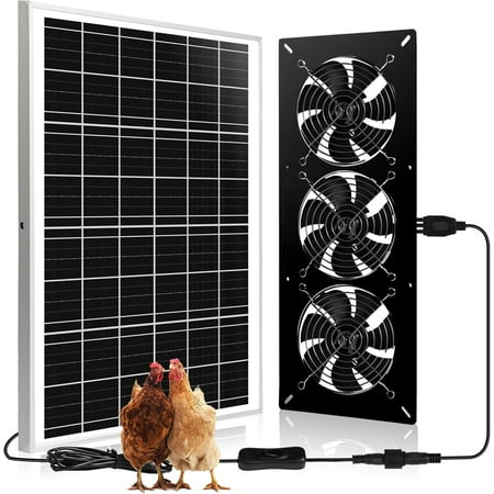 25W Solar Powered Exhaust Fan Kit with 3 Fans for Outdoor Use in Greenhouse, Chicken Coop, Shed, or Pet House - IP67 Waterproof and High Velocity 3500RPM
