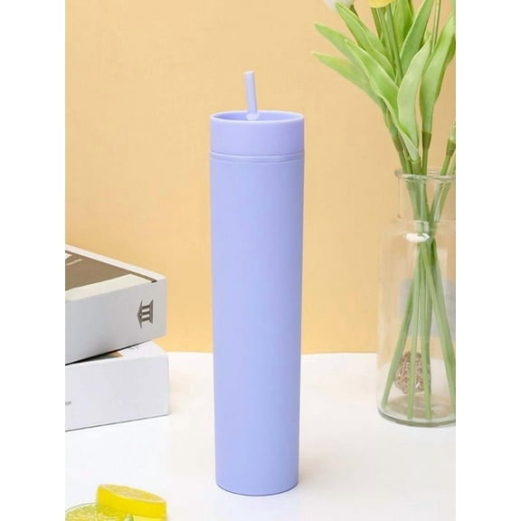 WNFJR 1-Pack Skinny Double Wall Acrylic Tumblers with Lid and Straw - Colorful Reusable Cups for Cold Drinks, Perfect for Parties and Gifts