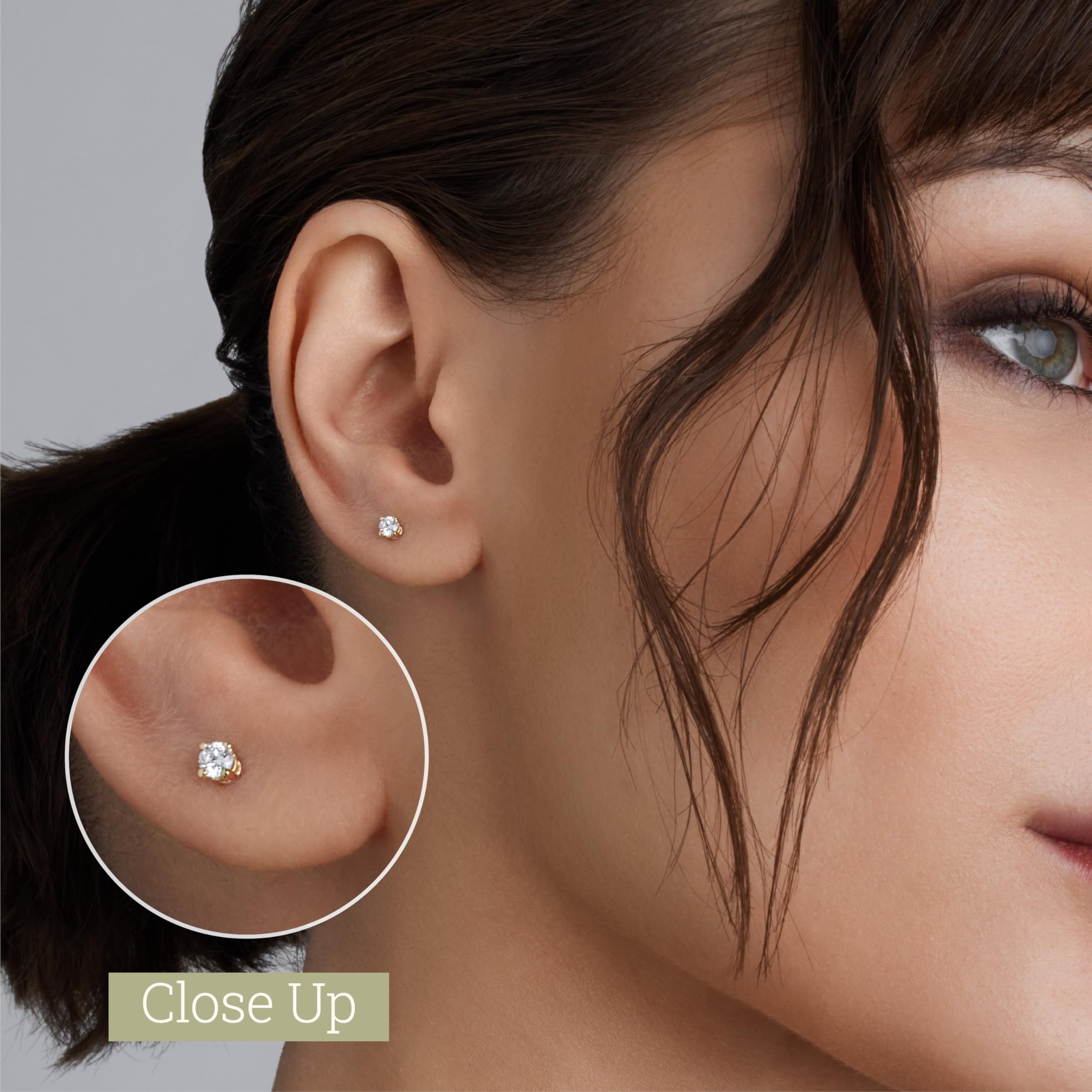 Gilded 1/4 CTW Lab-Grown Diamond 10KT Yellow Gold Stud Earrings for Women, Round Cut, Hypoallergenic Fine Gold Jewelry - SI1 Clarity F Color