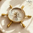 thumbnail image 5 of Brass Ship Wheel Compass with Floating Dial Polished Finish, 5 of 6
