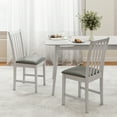 thumbnail image 4 of Gymax Wooden Dining Chair Set of 2 w/Rubber Wood Frame & Padded Seat & Curved Back White, 4 of 8