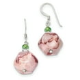 thumbnail image 1 of Beautiful Sterling Silver Clear, Green and Silver Crystal, Pink Jasper Earrings, 1 of 2