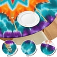 thumbnail image 4 of Colorful Tie Dye Starflower Pattern Round Fitted Tablecloth with Elastic Edge,Dining Table Cover Waterproof,Outdoor Round Tablecloth for Camping,Dining,Indoor and Outdoor, 4 of 7