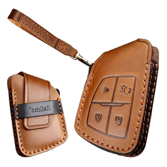 Leather Car Key Fob Cover Fit for Buick Envision Avenir Keychain Smart Key Case Key Shell Protector 4 Button Keychain
