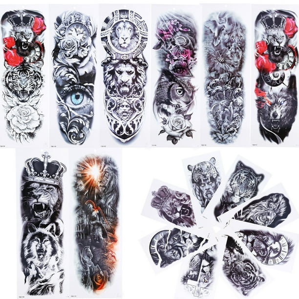Tatuajes Temporales De Manga Completa, Fácil De Usar Fácilmente Uso Ampliamente Uso Fácil De Eliminación De La Media Manga Temporal Tatuaje Impermeable Total 16 Hojas Para