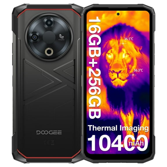 DOOGEE Fire 6 Rugged Phone with Thermal Image Camera,10400mAh,16GB 256GB Android 14 Cell Phone Unlocked,50MP AI Camera,6.56" HD IPS Display Rugged Smartphone,IP68 Waterproof Phone,Face Unlock/OTG