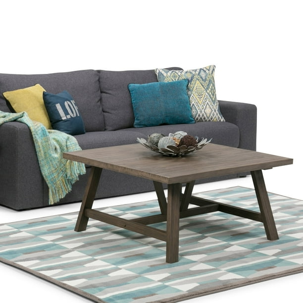 Wyndenhall Stewart Solid Wood 36 Inch Wide Square Modern Industrial Coffee Table In Driftwood W X D 19 H Com Wyndenhall Stewart Solid Wood 36 Inch, 36 Inch Wide Side Table