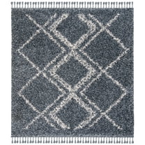 SAFAVIEH Pro Lux Emmeline Geometric Shag Area Rug, Blue/Creme, 6'7" x 6'7" Square