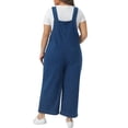 thumbnail image 3 of Agnes Orinda Women's Plus Size Overalls Pants Denim Bib Casual Stretch Adjustable Suspenders Jumpsuit 3X Blue, 3 of 6