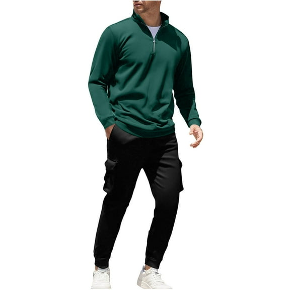 snilers Men Sweatsuits Sets Fashion Solid Quarter Zip Pullover Sweatshirt and Jogger Pants Matching Lounge Sets Fall Winter Tracksuit 2 Piece Outfits XXL