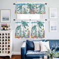 thumbnail image 4 of Watercolor Sea Turtle Coral Seaweed Curtain Tier and Valance Set 3 Piece, Ocean Life Fish Seahorse 3-inch Rod Pocket Window Tier Curtains Valance for Kitchen Living Room, 4 of 9