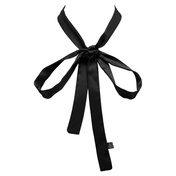 Bow Tie for Women/Girls, Satin Ribbon Girls Self-tie Bowtie Ribbon Neck Scarf 63" x 1", Black
