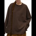thumbnail image 1 of Camisetas de Larga Extragrandes para Mujer 2025, Camisetas Básicas de Cuello Redondo, Tops de Otoño, Ropa Informal de Entrenamiento Y2K Marrón L, 1 of 9