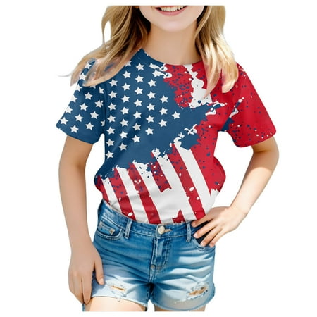 

Kids Athletic Girls Shirts Girls Short Sleeve Tee Summer Crewneck T Shirt Casual Fit Basic Shirts Clothes for Girls 10-12 D-Red 120