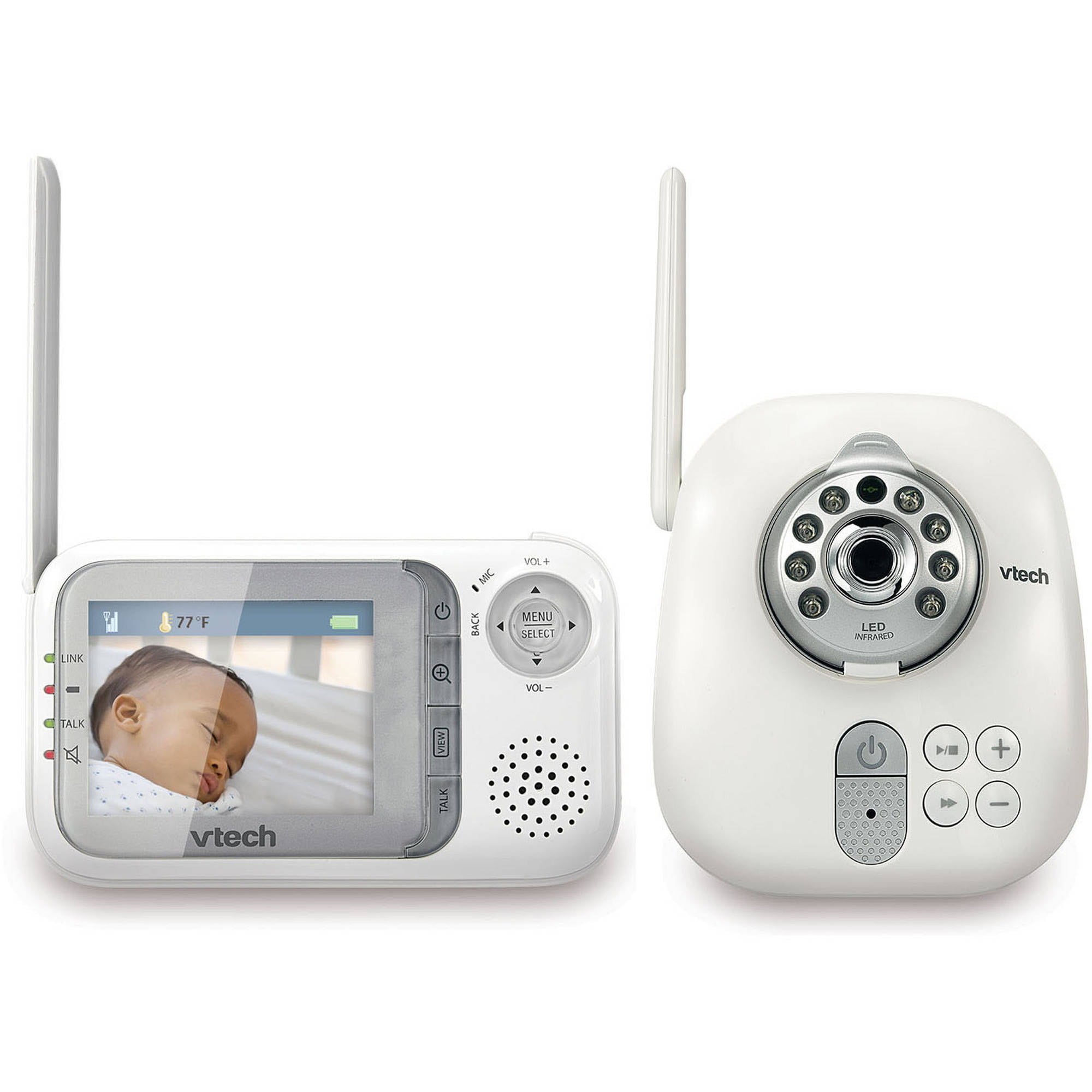 Vtech Vm321 Safe Sound Expandable Digital Video Baby Monitor With Camera And Automatic Night Vision 1 Parent Unit White Refurbished Walmart Com Walmart Com
