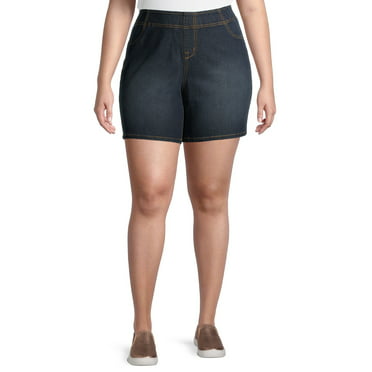 A3 Denim Women's Plus Size Raw Edge Denim Shorts - Walmart.com