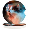 thumbnail image 1 of RYLABLUE Oil Painting Style Cat and Butterfly Set of 6 Car Coaster for Drinks, Absorbent Ceramic Stone Coasters Cup Mat with Cork Base for Home Kitchen Room Coffee Table Bar Decor, 1 of 5