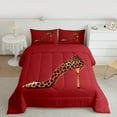 thumbnail image 2 of jejeloiu Chic High Heels Full Size Comforter Sets,Fashion Leopard Print Shoe Bedding Comforter Set,Red Brown Bedding Sets For Girls,Breathable Home Decor Reversible,3 Pieces, 2 of 8