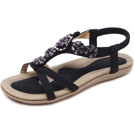 

Women Sandals Flats Sandals for Women Bohemian Summer Elastic Ankle Strap Cute Comfortable Dressy Sandal Beach Shoes