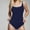 03Dark Blue, variant on Hicidod One Piece Swimsuit Women Tummy Control Sporty Ribbed Slimming Cute Bathing Suit Fashion Color Block Bikini Swimsuits