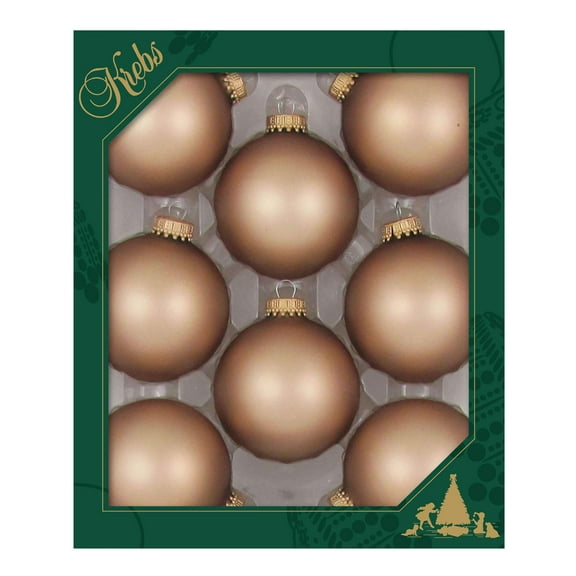 Glass Christmas Tree Ornaments - 67mm / 2.63" [8 Pieces] Designer Balls from Christmas By Krebs Seamless Hanging Holiday Decor (Velvet Cappuccino Brown)