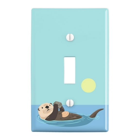 Sea Otter Eating Giant Clam Plastic Wall Decor Toggle Light Switch Plate Cover