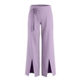 thumbnail image 5 of Pants for Women with Pockets 100% Cotton Fashion Elastic Waist Casual Straight Leg Pants, 5 of 6