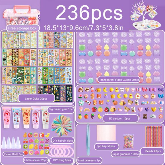 Cream Guka Sticker Set for Girls & Kids, DIY Goo Card Material Pack for Decoration, Creative Scrapbooking & Journaling Supplies, Cute Animal & Food Patterns, Child Craft Toys