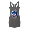 thumbnail image 2 of Wild Bobby Great White Shark USA Since 1776 Women Tri-Blend Racerback Tank Top, 2 of 6