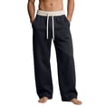 thumbnail image 2 of Men's High Waist Wide Leg Sweatpants Soft Fleece Drawstring Pants with Pockets Baggy Loose Fit Casual Lounge Wear, 2 of 8
