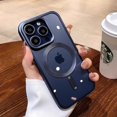 thumbnail image 1 of Matte Plating For Magsafe Magnetic Wireless Charge Case For iPhone 11 12 13 15 14 16 Pro Max Plus Soft Clear Shockproof Cover Navy Blue For iPhone 11Pro Max, 1 of 6